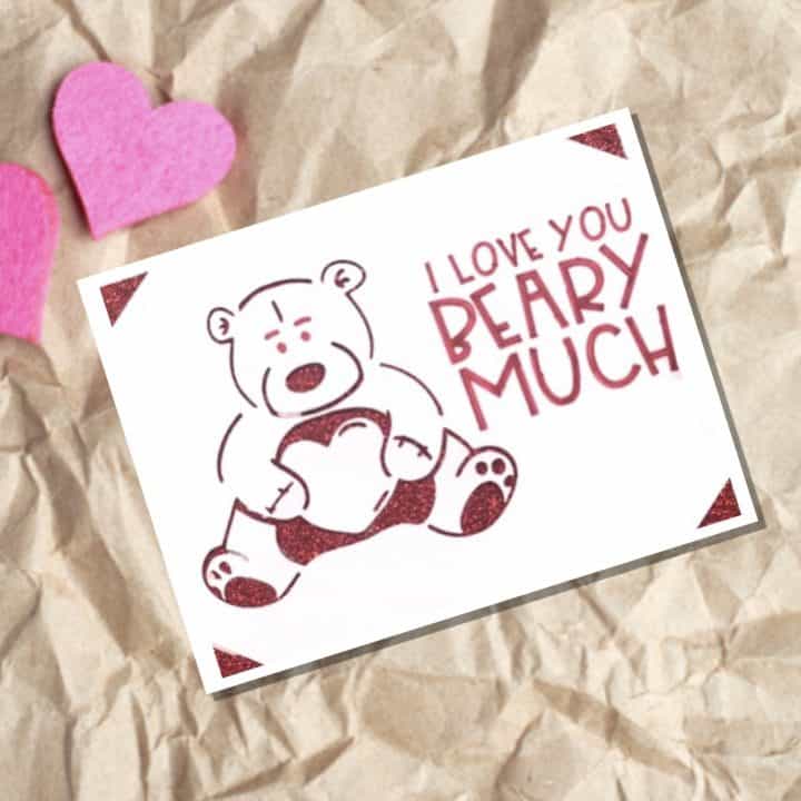 Beary Much Valentines Insert Cards